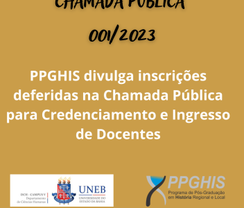 PPGHIS HOMOLOGA INSCRITOS NA CHAMADA PÚBLICA 001/2023